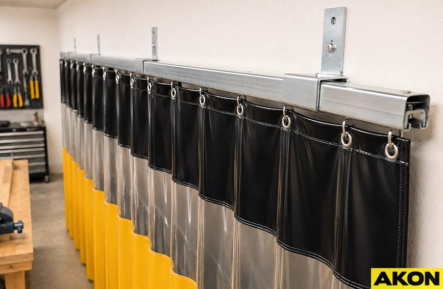 Wall mounted industrial curtain track resized
