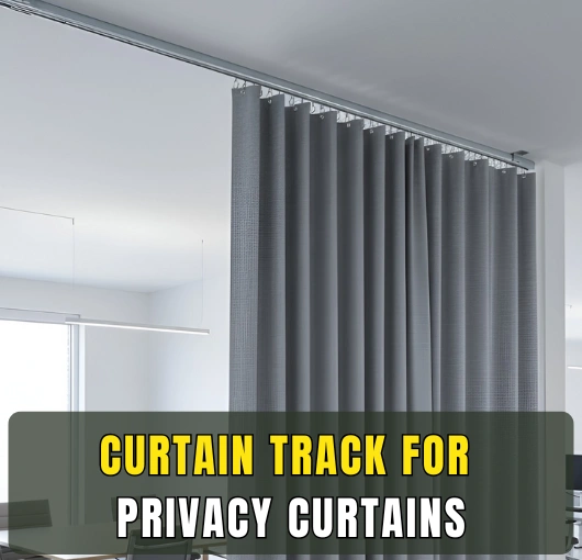 Curtain track for privacy curtains installed along the ceiling for smooth space dividing.