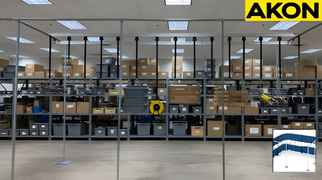Inline Storage Track Sliding Storage Trolley Track – AKON – Industrial Curtain Track