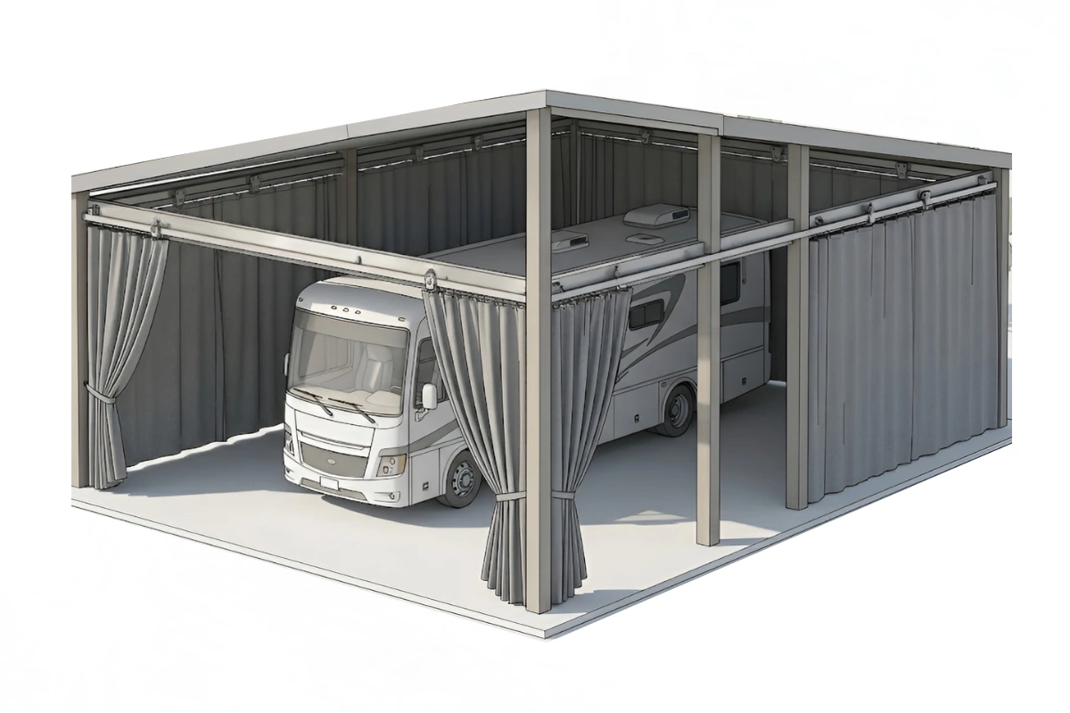 Carousel Weather Protection Sliding Track Systems for Carport Weather Barriers – AKON – Industrial ...