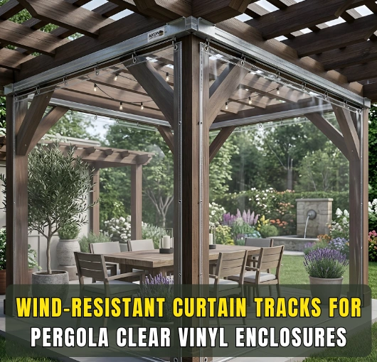 Wind Resistant Pergola Curtain Track