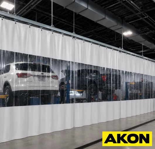 Auto repair garage curtain track vinyl bay divider