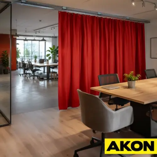 Ceiling mounted commercial drapery track room divider
