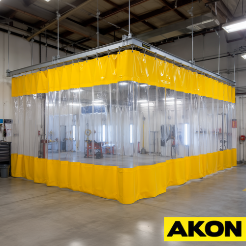 Durable paint booth curtains for industrial spray enclosures