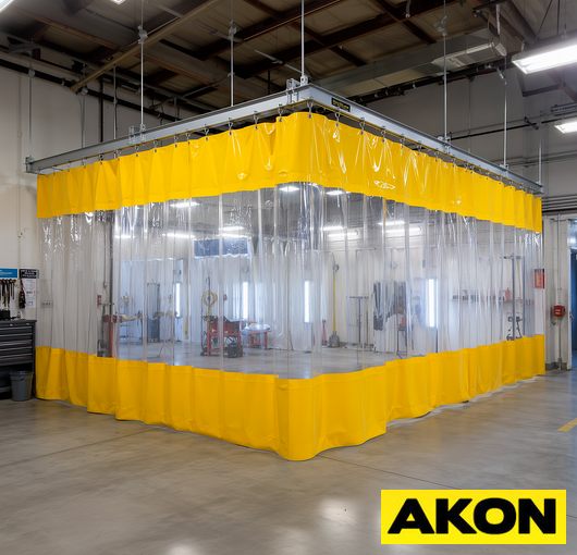 Durable paint booth curtains for industrial spray enclosures