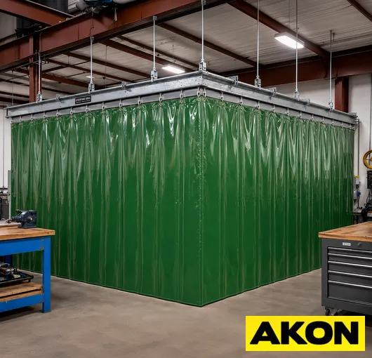 Grinding area vinyl curtain track system