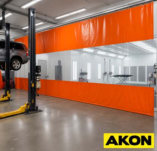 Heavy duty vinyl paint spray booth curtains for overspray control