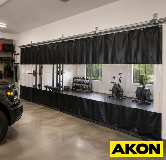 Home garage vinyl curtain divider for dust and noise control resized