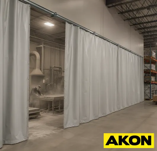 Industrial dust barrier curtain track installation