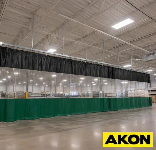 Industrial warehouse curtain track system for temperature control
