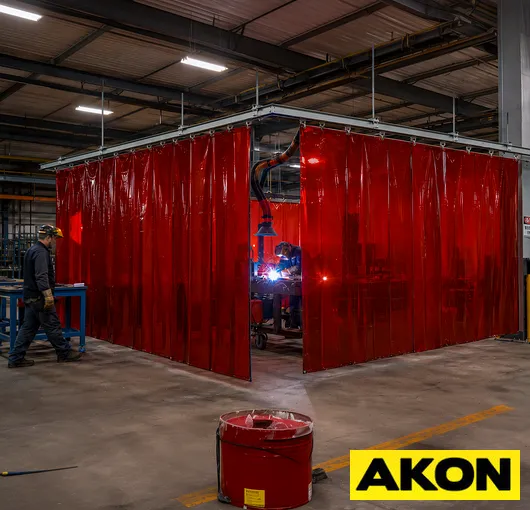 Overhead track welding curtain installation system