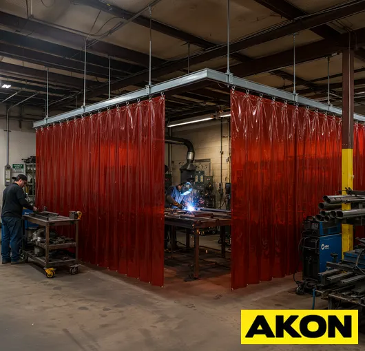 Shop curtain track welding bay vinyl curtains