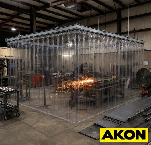 Shop storage enclosure curtain track system