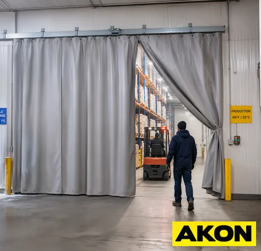 Temperature control curtain overhead track system