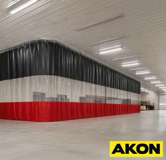 Warehouse partition curtain track system for cost effective space management