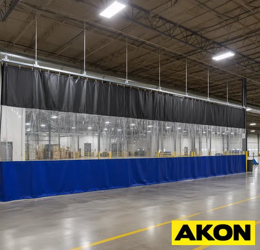 Warehouse vinyl divider curtains for dust control
