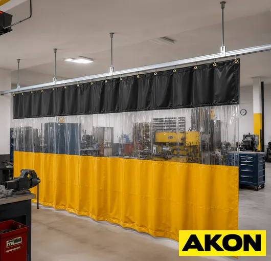 Warehouse workshop curtain track system for flexible space separation resized