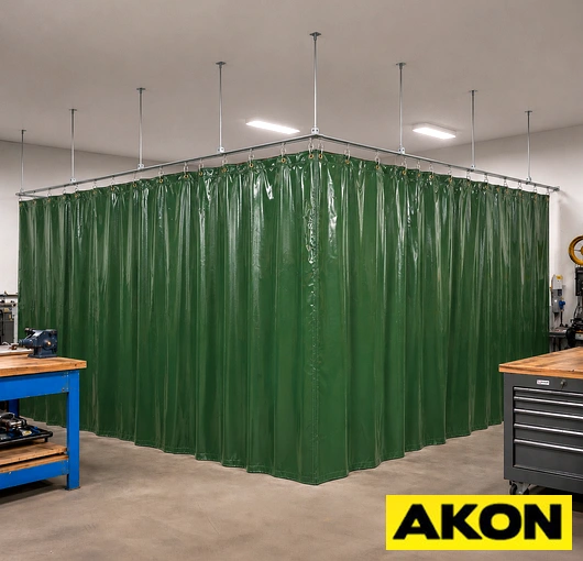 A selection of industrial curtain track options suitable for commercial and warehouse applications.