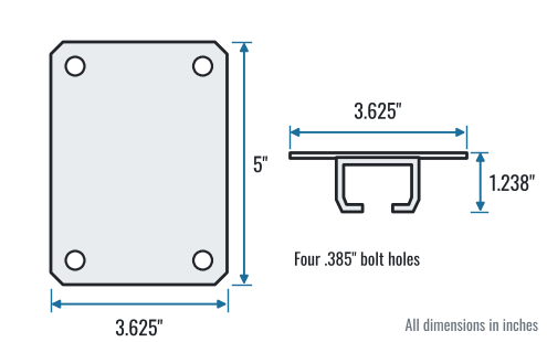 Ceiling mount track support dimensions