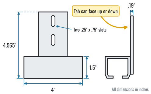 Wall mount track support dimensions